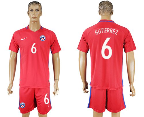 Chile #6 Gutierrez Home Soccer Country Jersey
